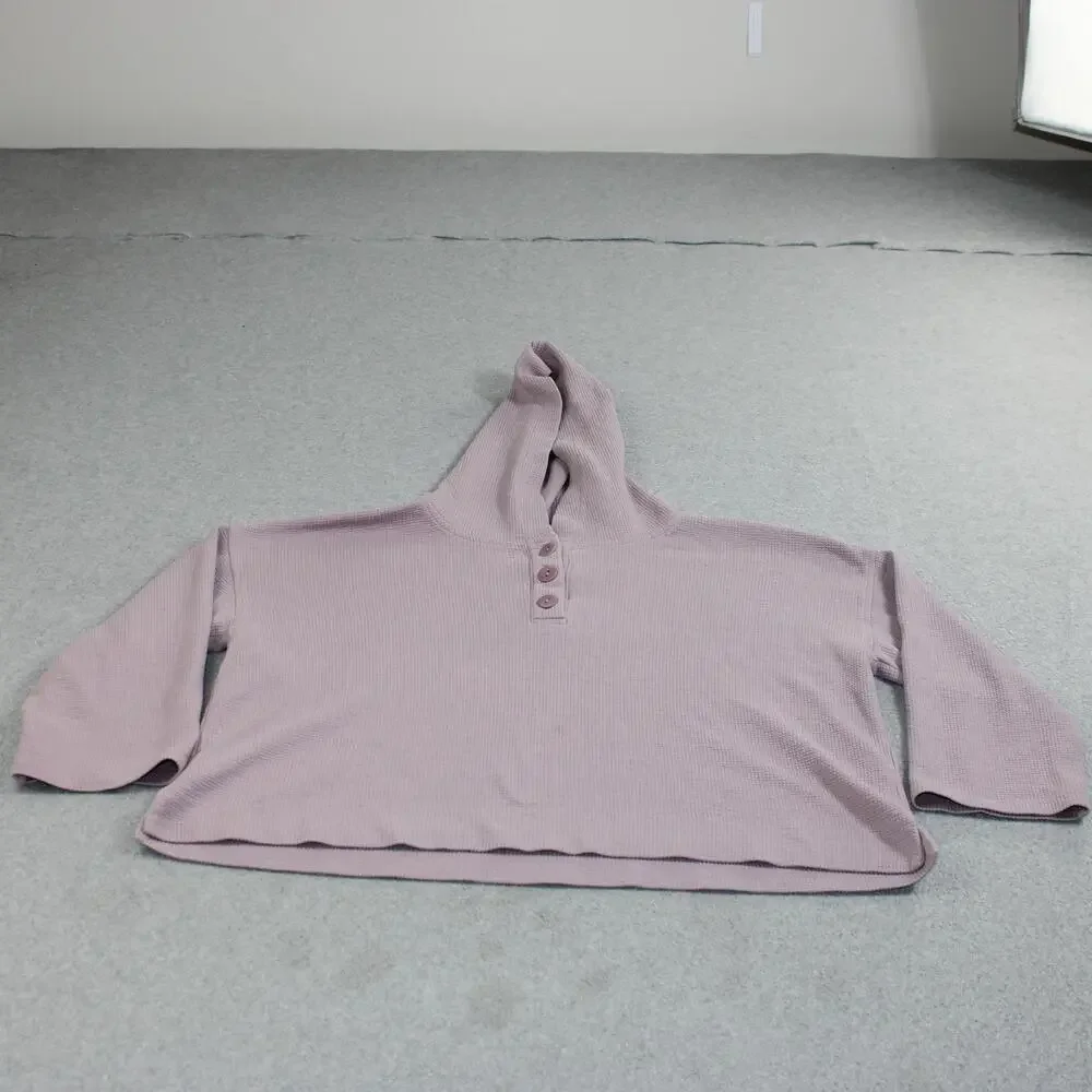 Eileen Fisher Hoodie Jogger Pants Set Women Large Purple Waffle Knit Loungewear